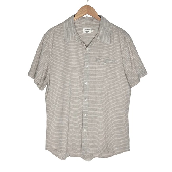 Bridge & Burn | Men | Tan Striped Short Sleeve Button Up Shirt | Size XL - Picture 1 of 11